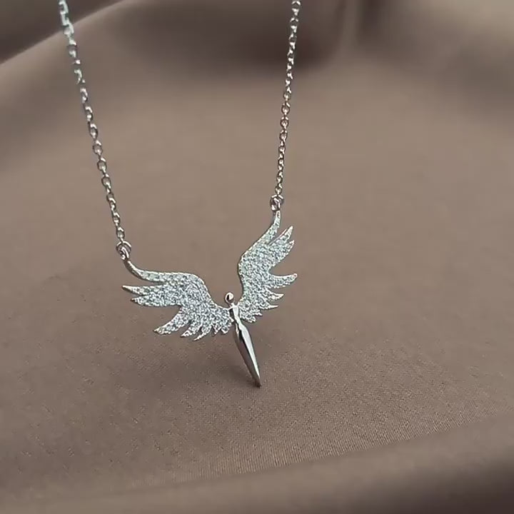 Yaratıcı Melek Kanatları Kristal Altın/Gümüş Kaplama Kolye
